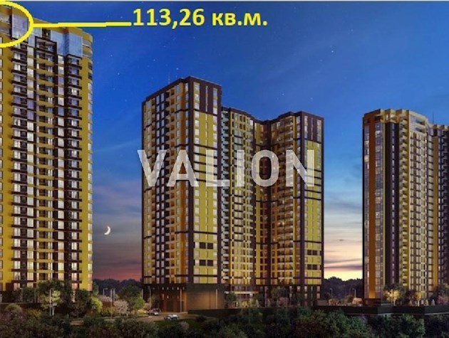 В продаже видовая 2-хуровневая квартира на последних этажах (25-м и 26-м) в ЖК «Медовый-2» (дом 1) с двумя террасами