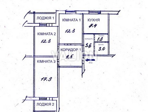 Продам 3х комнатную квартиру, район Виноградарь, пер. Апрельский (Апрельский), 1-В