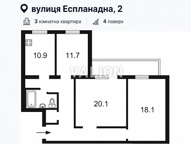 Продажа в центре Киева 3 комнатную квартиру в центре на улице Эспланадная 2