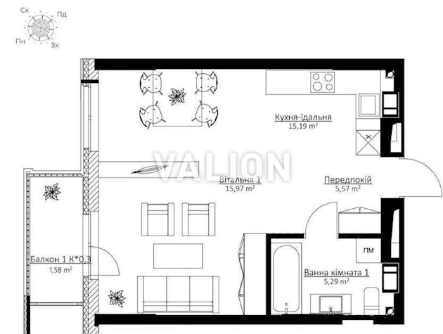 Продаж 1-кімнатної квартири просп. Бандери Степана (Московський), 14-Б ЖК Boston Creative House