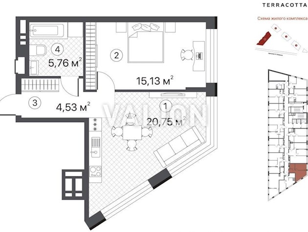 Продажа 1 комн. квартиры в жк Терракотта, ул. Братьев Чибинеевых 8-А
