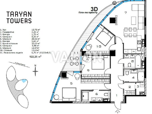 Продажа 3К Квартиры в ЖК Taryan Towers улица Иоанна Павла II,12 Метро Дворец Украина Печерский район Правый берег