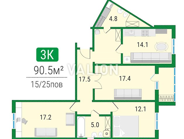 Продажа 3-к квартиры ул. Милославская 4