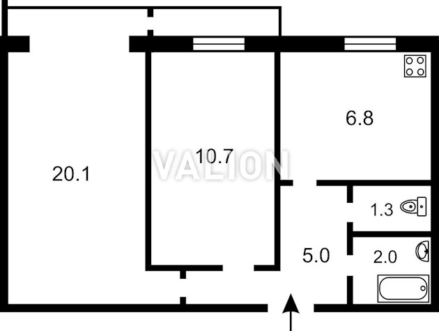 Без %.Продам 2 ком.квартиру 45,9 м2 з газом, вул. Шолом-Алейхема, 7/20